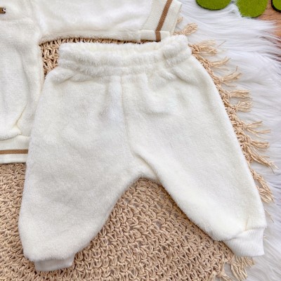 Conj. Casaco Capuz Orelha de Ursinho e Calça de Pelinho - Off White